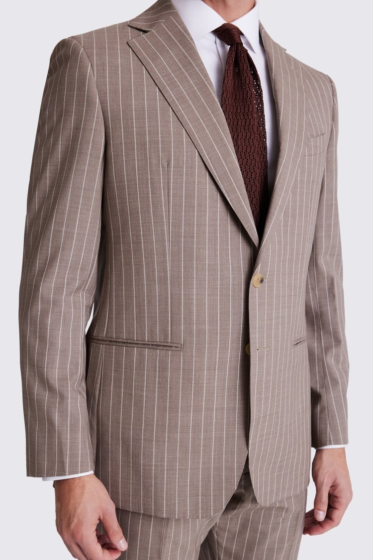 Regular Fit Taupe Stripe Suit