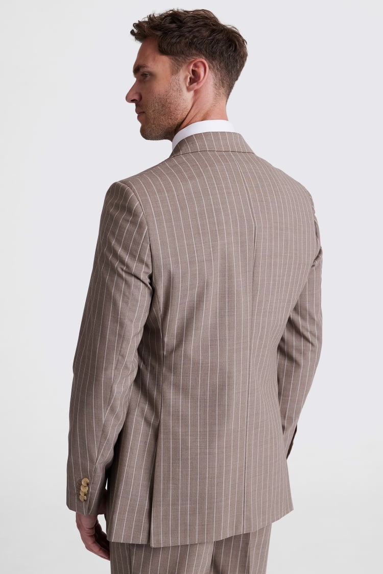 Regular Fit Taupe Stripe Suit