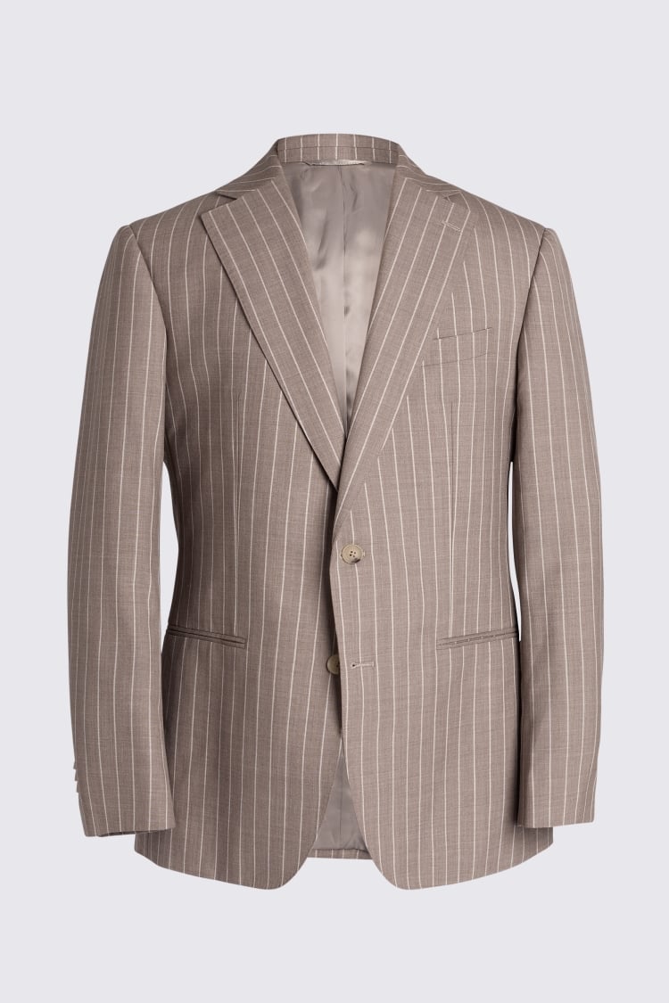 Regular Fit Taupe Stripe Suit