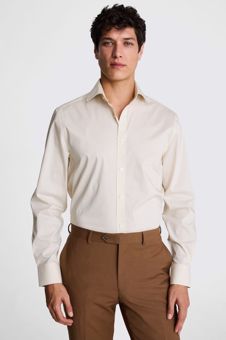 Regular Fit Off White Stretch Shirt