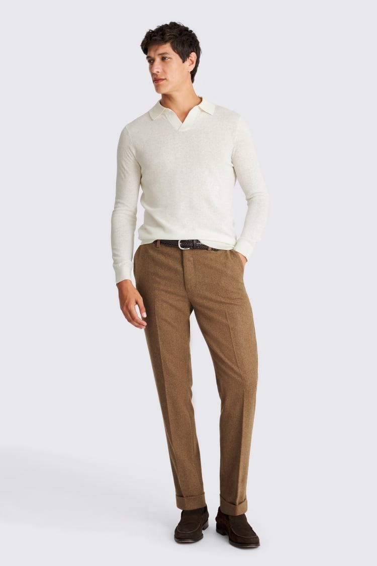 Linen Blend White Skipper Shirt