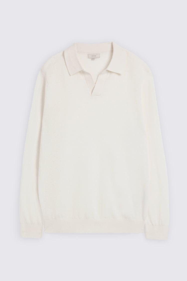 Linen Blend White Skipper Shirt