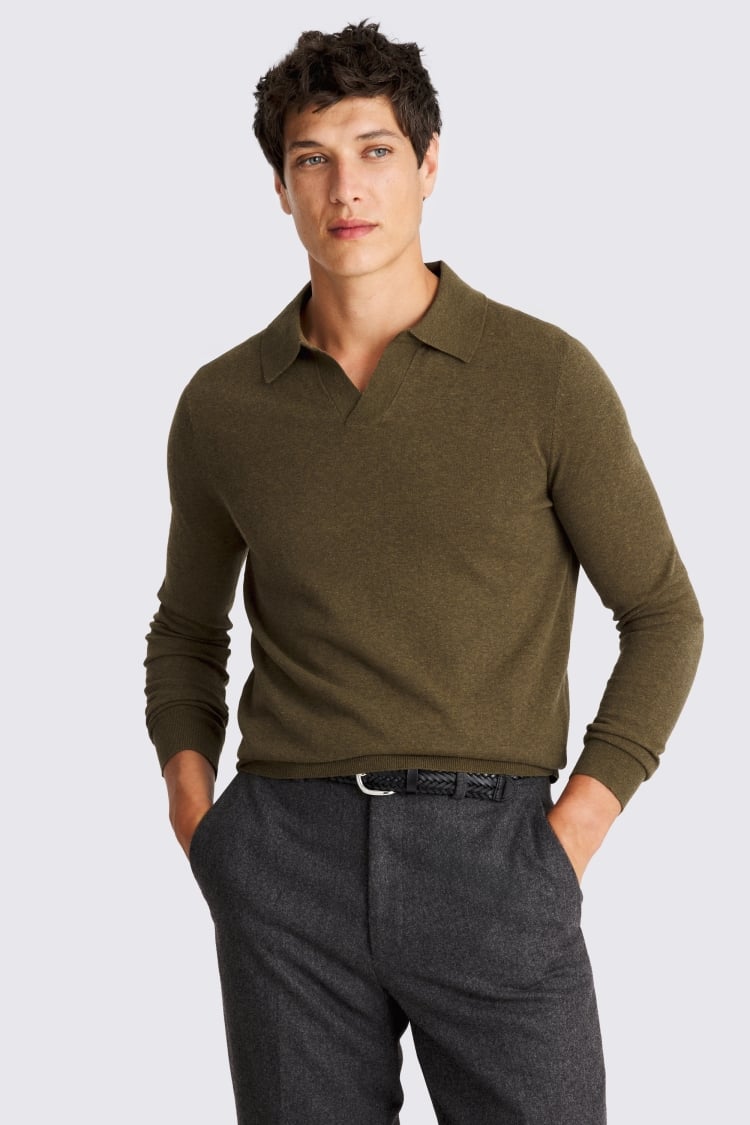 Linen Blend Olive Skipper Shirt