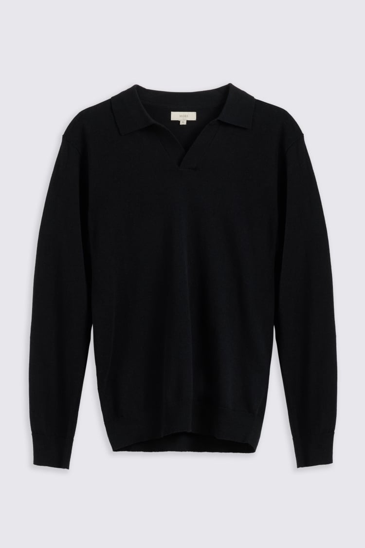 Long Sleeve Linen Blend Black Skipper