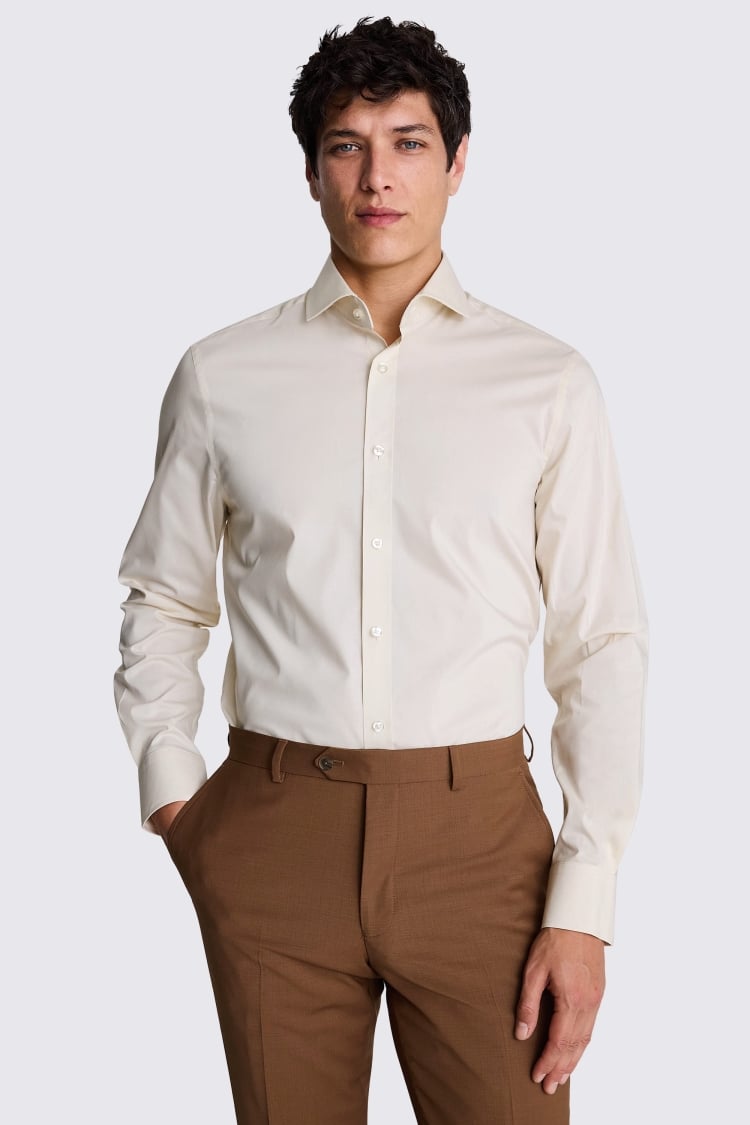 Tailored Fit Off White Stretch Shirt