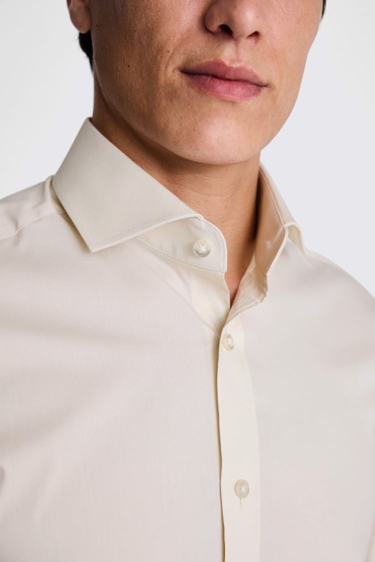 Tailored Fit Off White Stretch Shirt