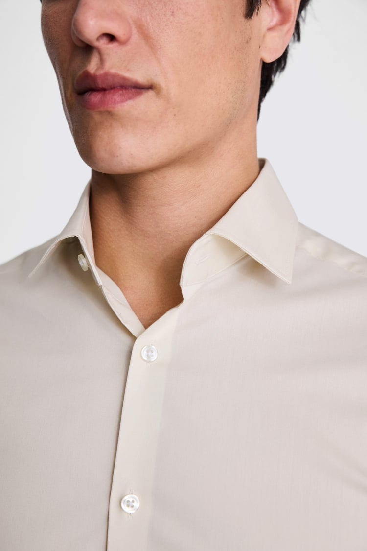 Slim Fit Off White Stretch Shirt 