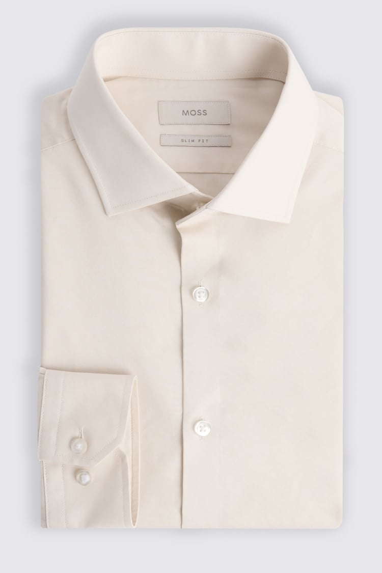 Slim Fit Off White Stretch Shirt 