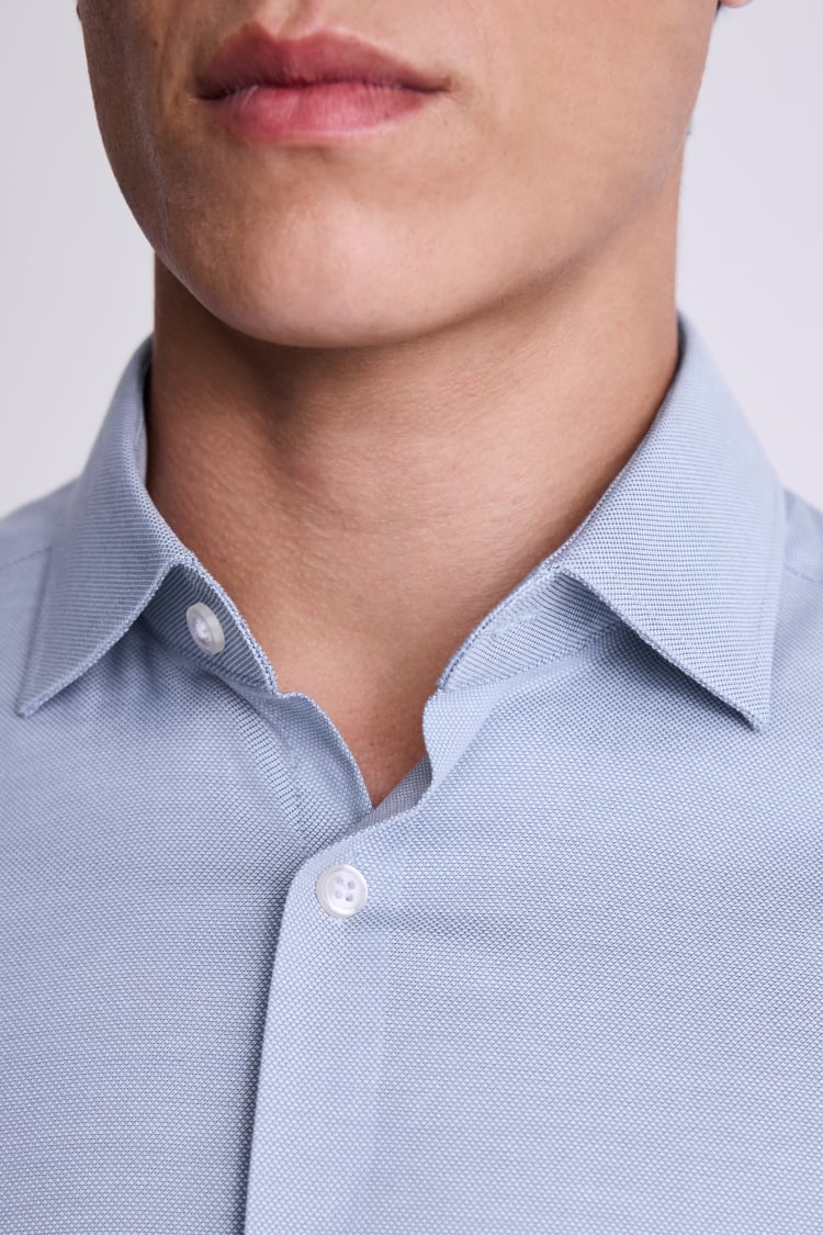 Slim Fit Mid Blue Dobby Stretch Shirt