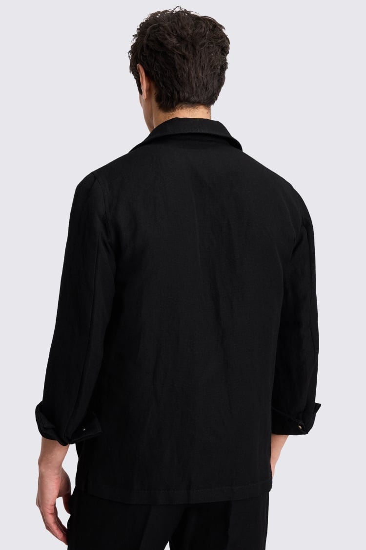 Black Wool Linen Shacket 