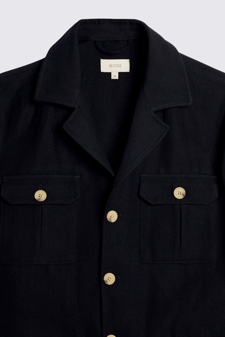 Black Wool Linen Shacket 