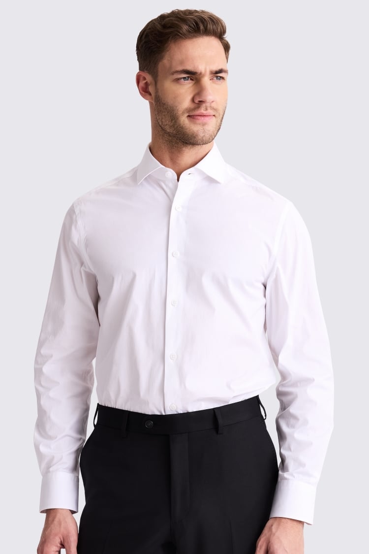 Tailored Fit White Poplin Shirt