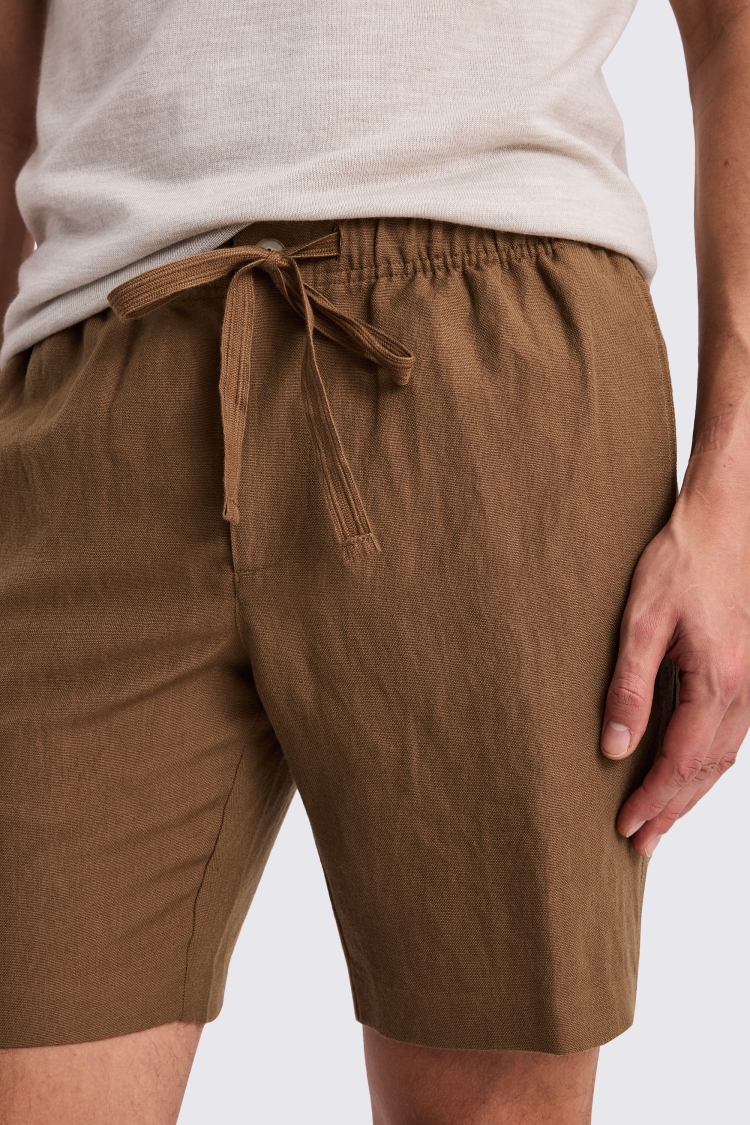 Gold Wool Linen Shorts