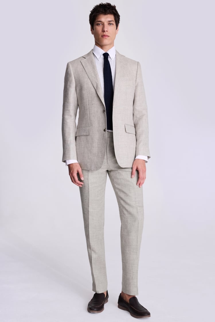 Tailored Fit Neutral Linen Suit