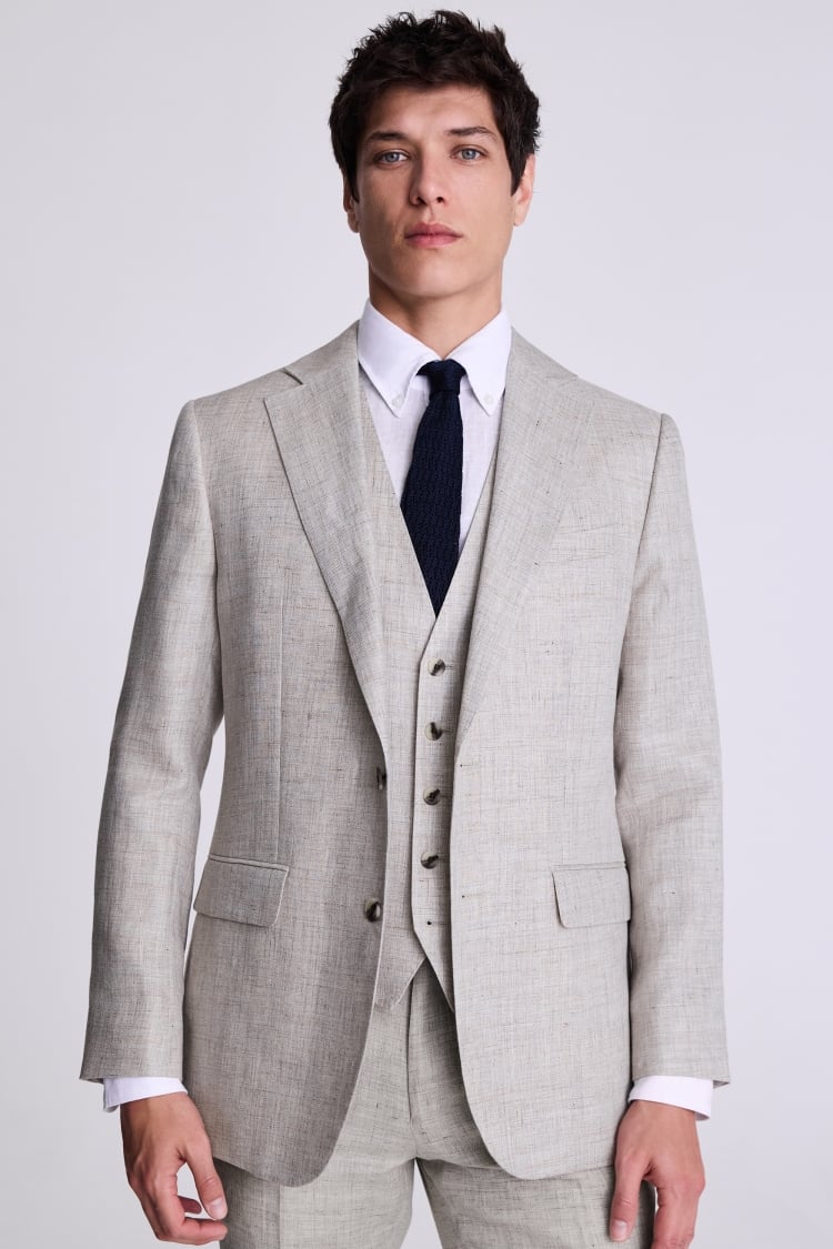 Tailored Fit Neutral Linen Suit