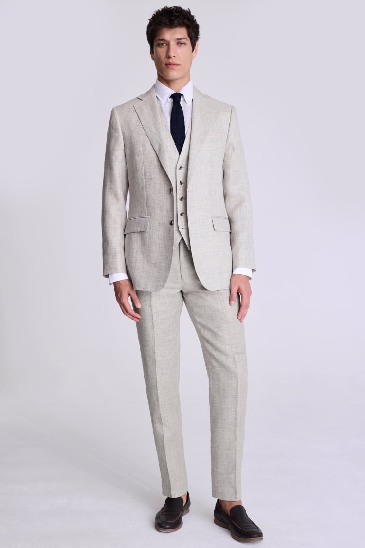 Tailored Fit Neutral Linen Suit