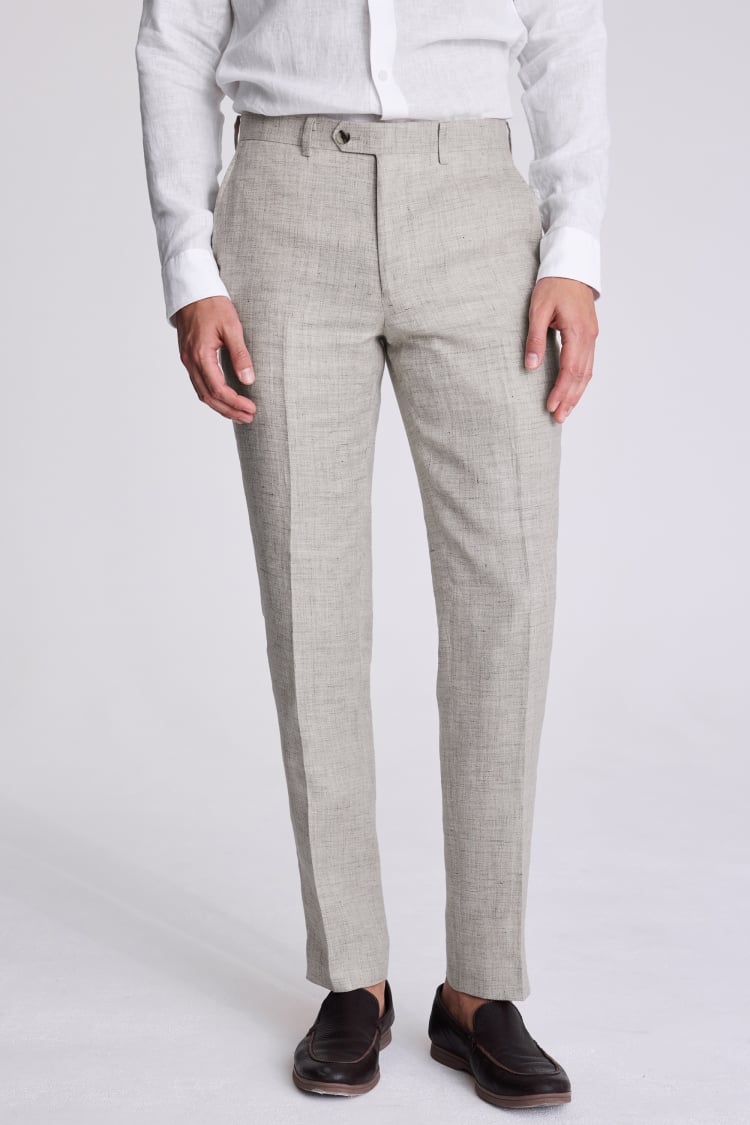 Tailored Fit Neutral Linen Suit