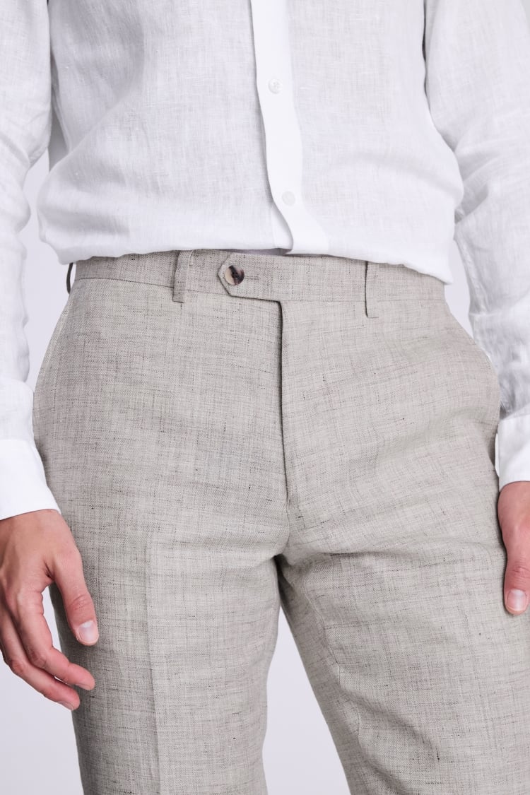 Tailored Fit Neutral Linen Trouser