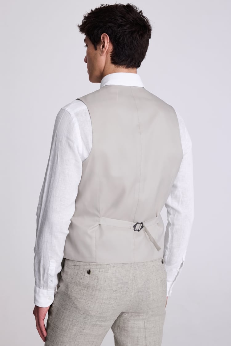 Tailored Fit Neutral Linen Waistcoat