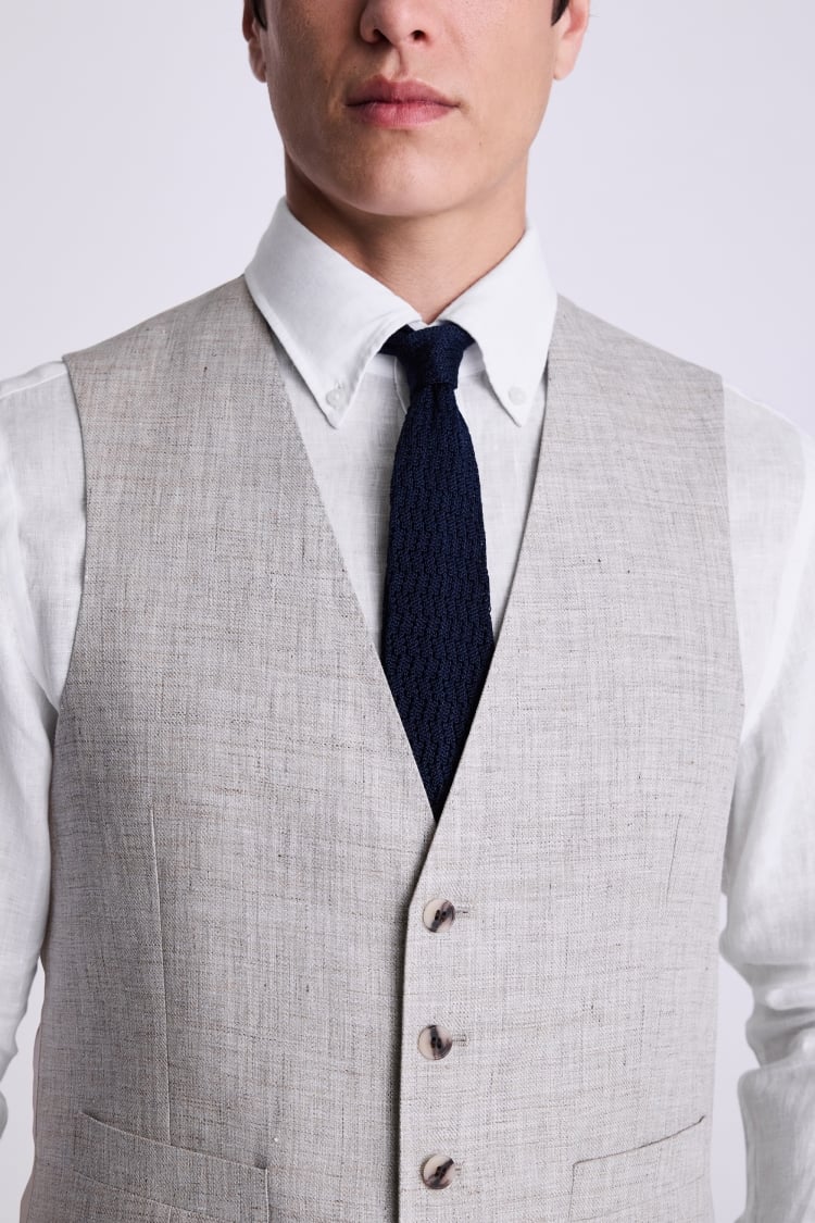 Tailored Fit Neutral Linen Waistcoat