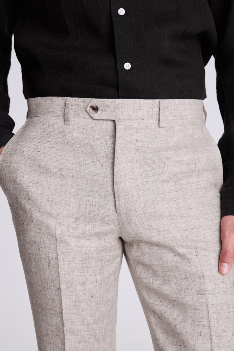 Tailored Fit Light Neutral Linen Trousers
