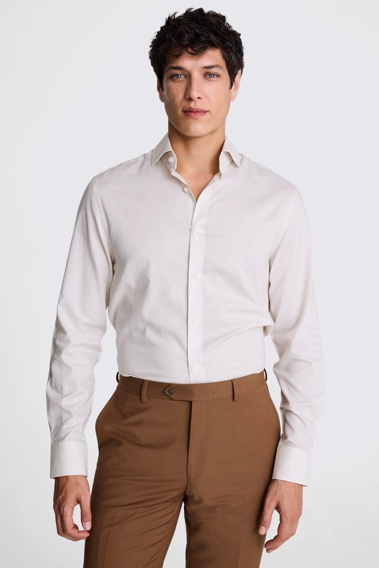 Tailored Fit Neutral Melange Shirt