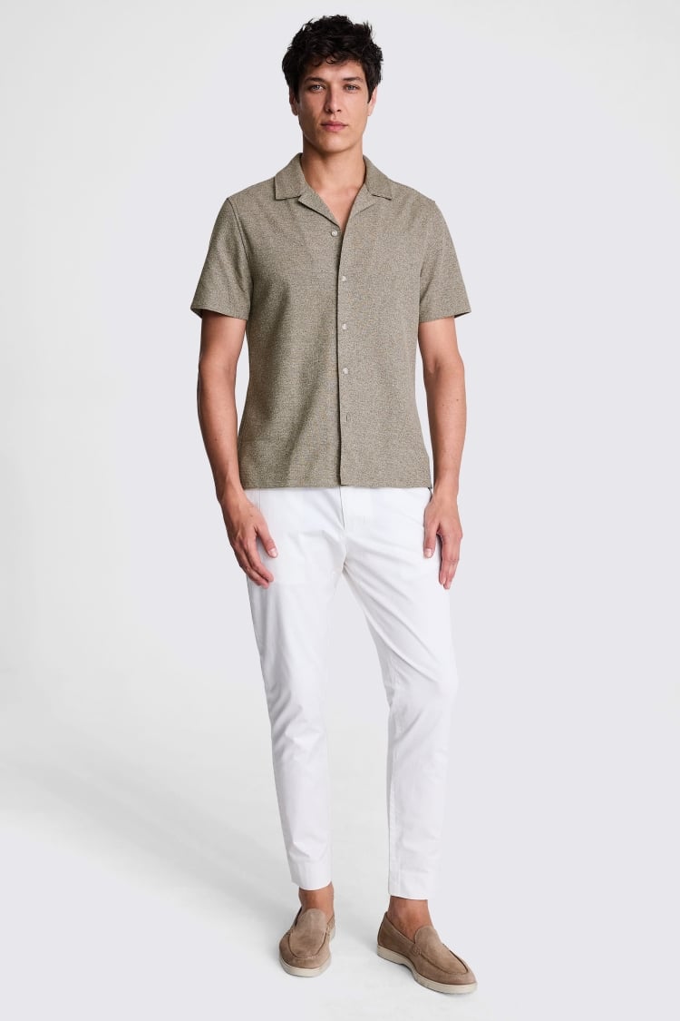 Neutral Knitted Cuban Collar Shirt