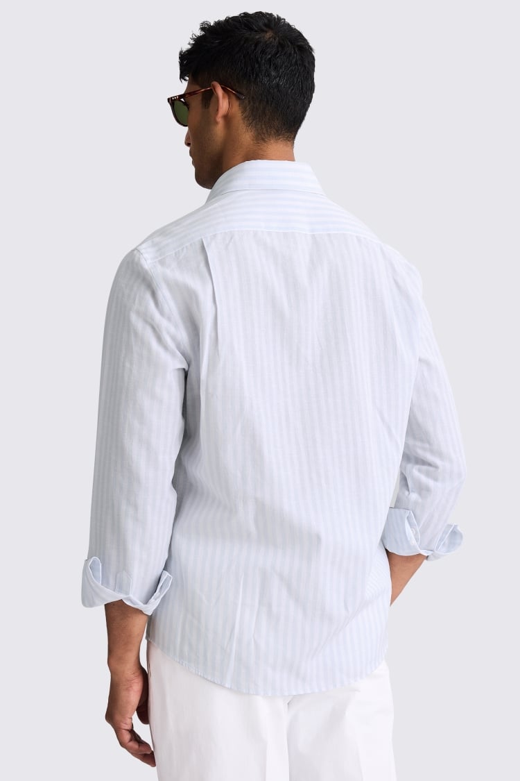 Cotton Linen Sky Bengal Stripe Shirt