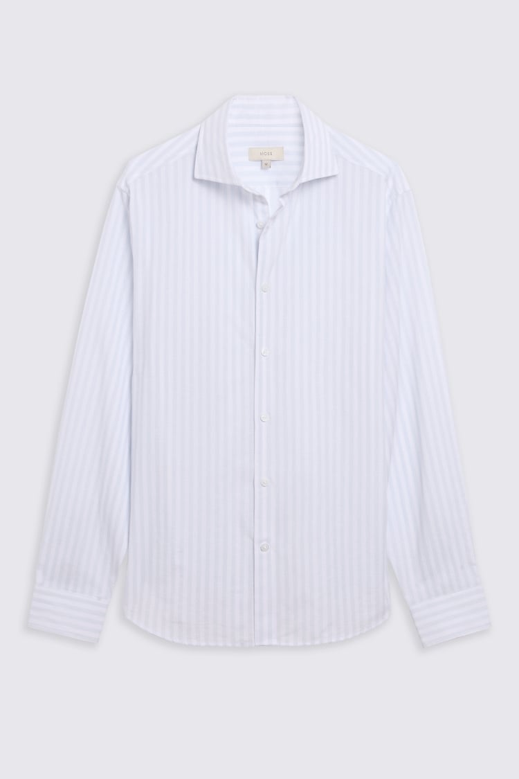 Cotton Linen Sky Bengal Stripe Shirt