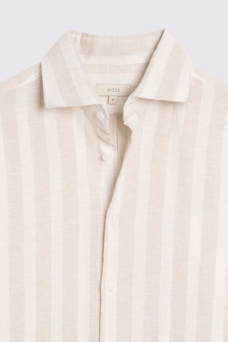 Cotton Linen Camel Stripe Shirt