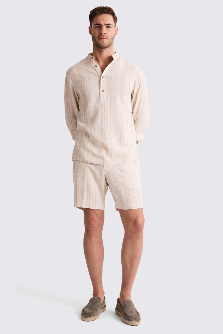 Linen Wide Stripe Shorts