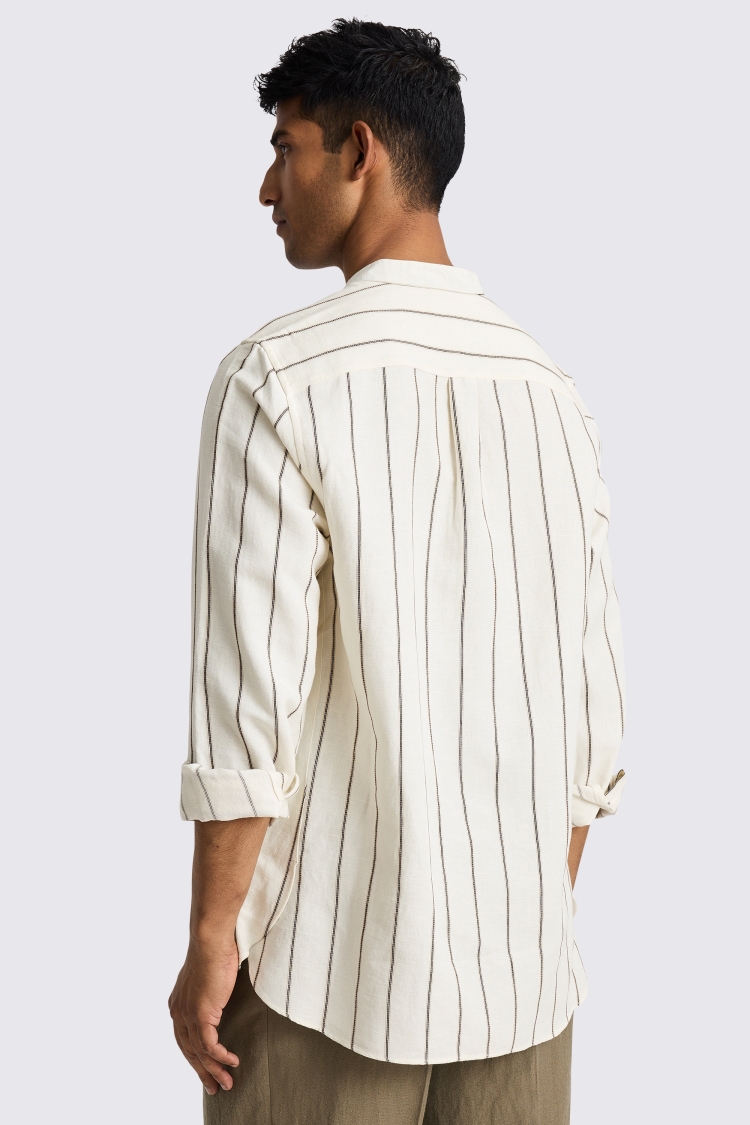 Cotton Linen Neutral Woven Stripe Shirt
