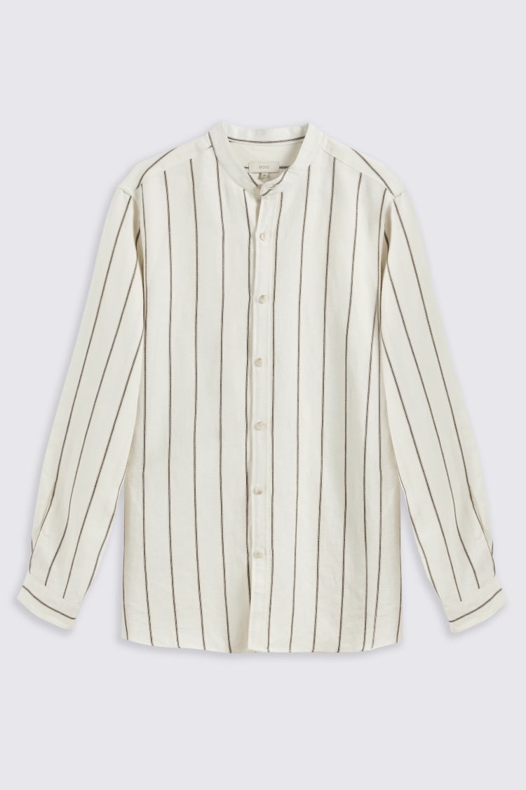 Cotton Linen Neutral Woven Stripe Shirt