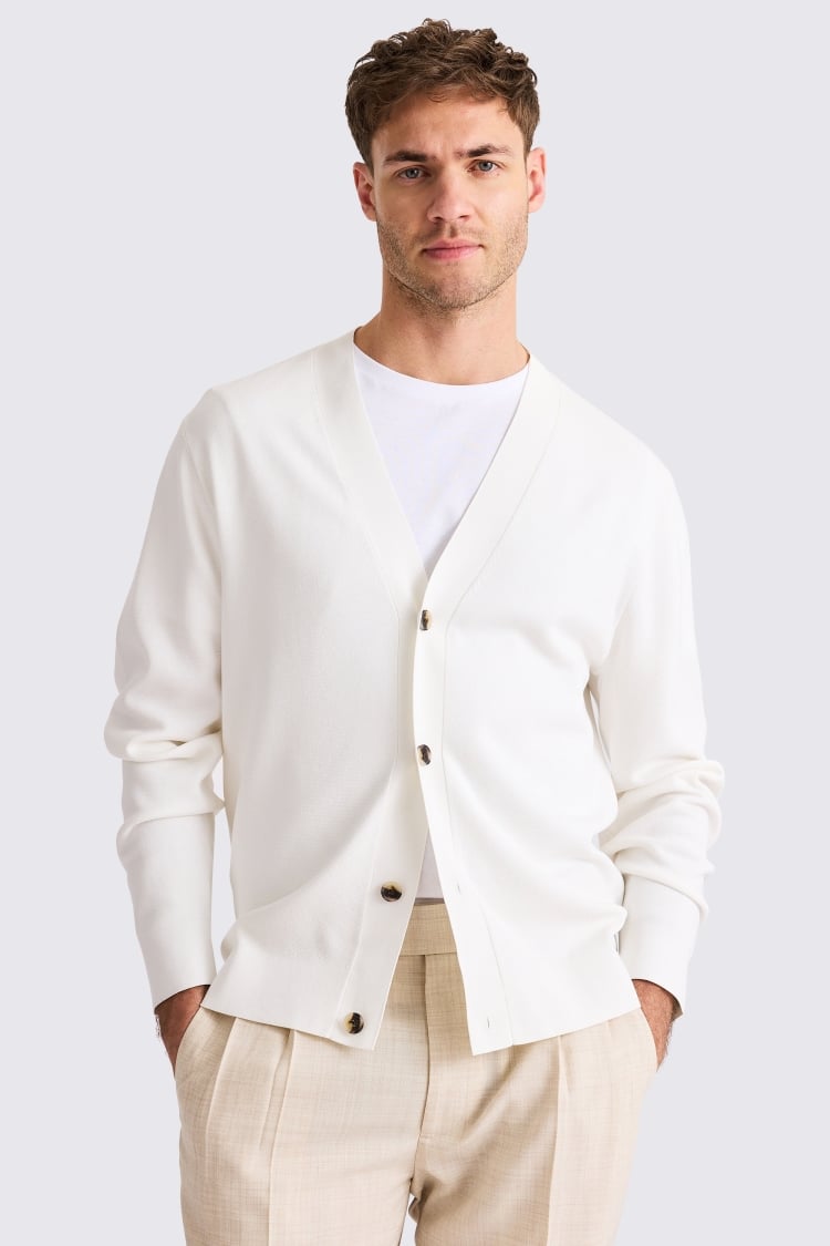 White Four Button Cardigan