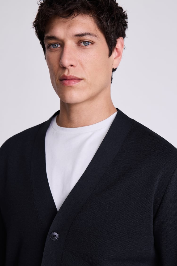 Navy Four Button Cardigan
