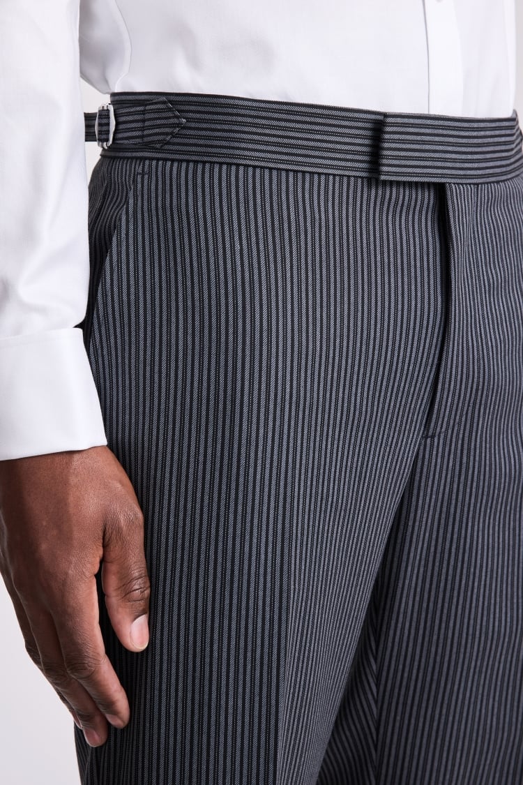 Italian Tailored Fit Grey Stripe Trousers