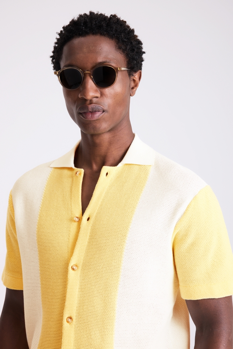 Yellow Stripe Pique Knit Shirt