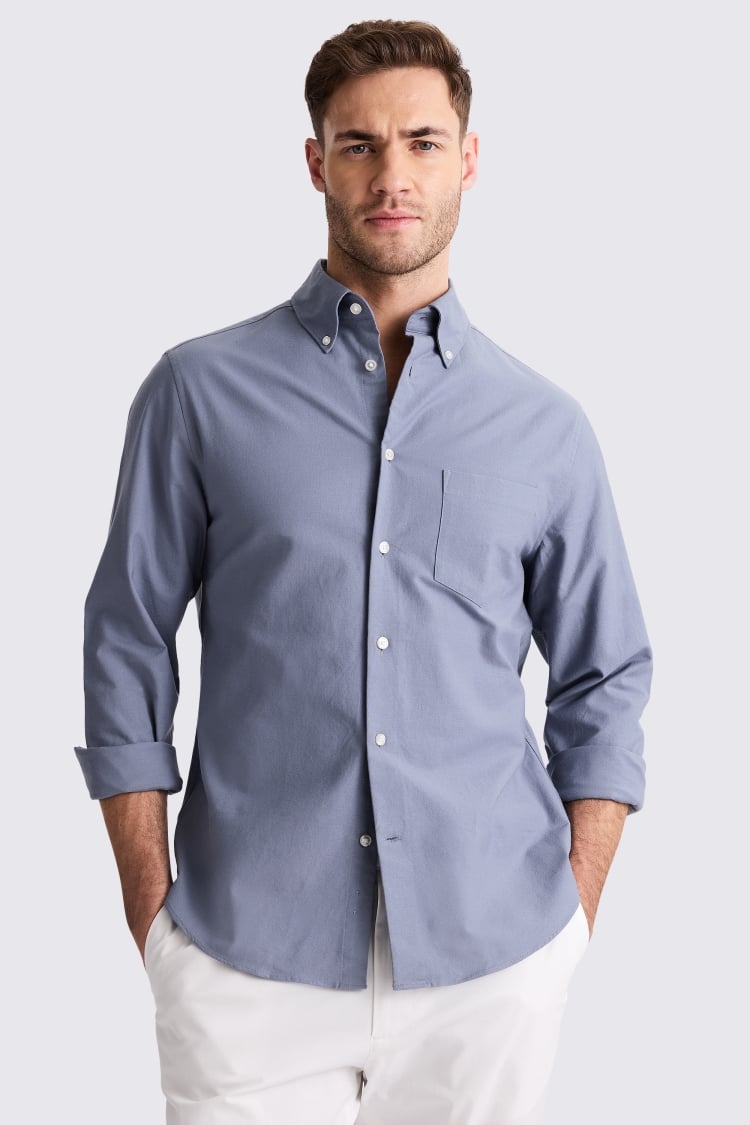 Mid Blue Washed Oxford Shirt