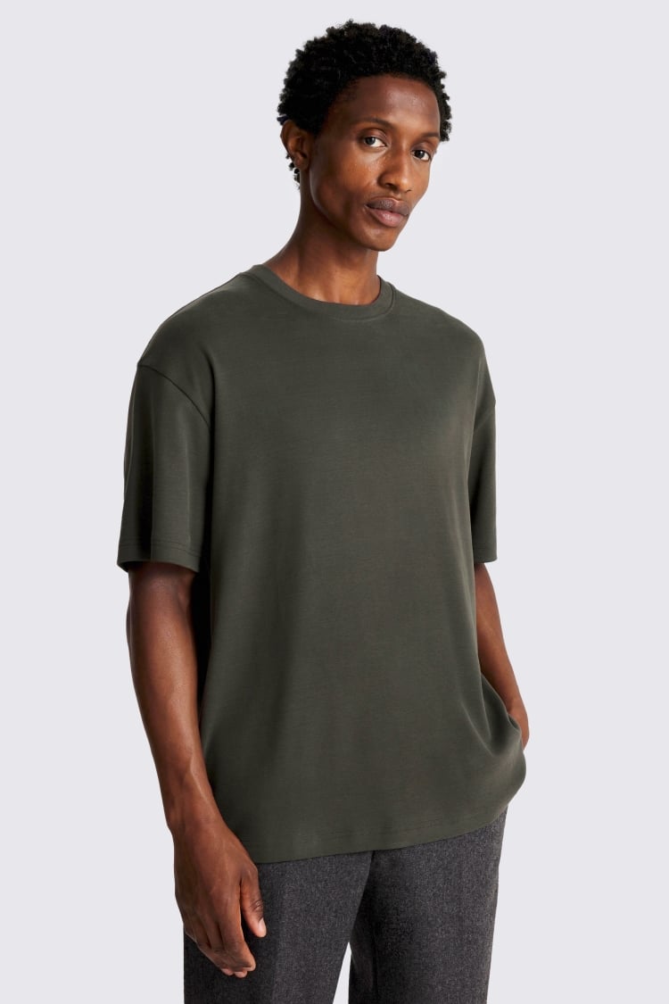 Khaki Heavy Weight Crew-Neck T-Shirt