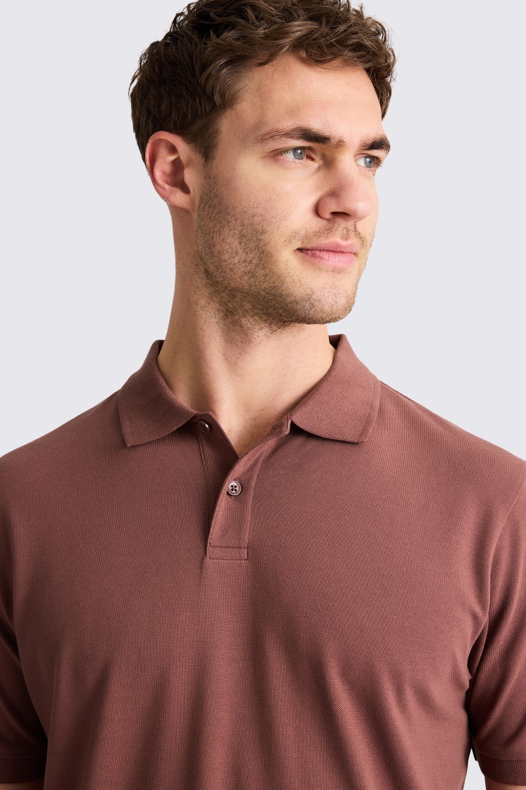 Marron Pique Polo Shirt