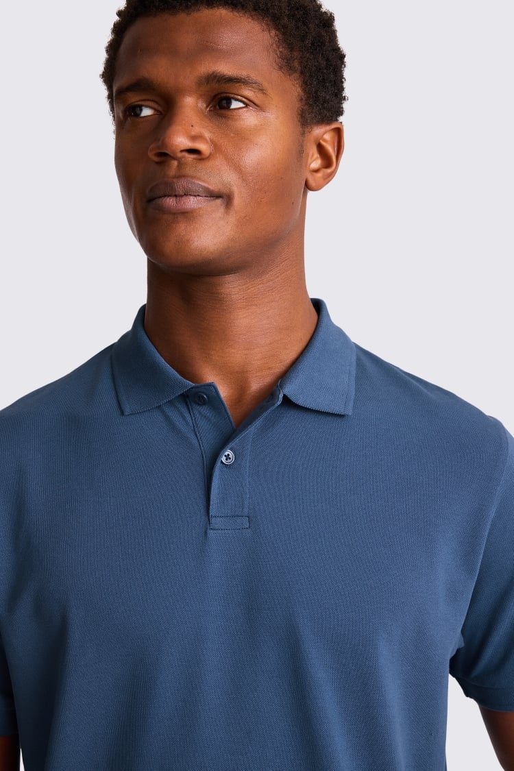 Mid Blue Piqué Polo Shirt
