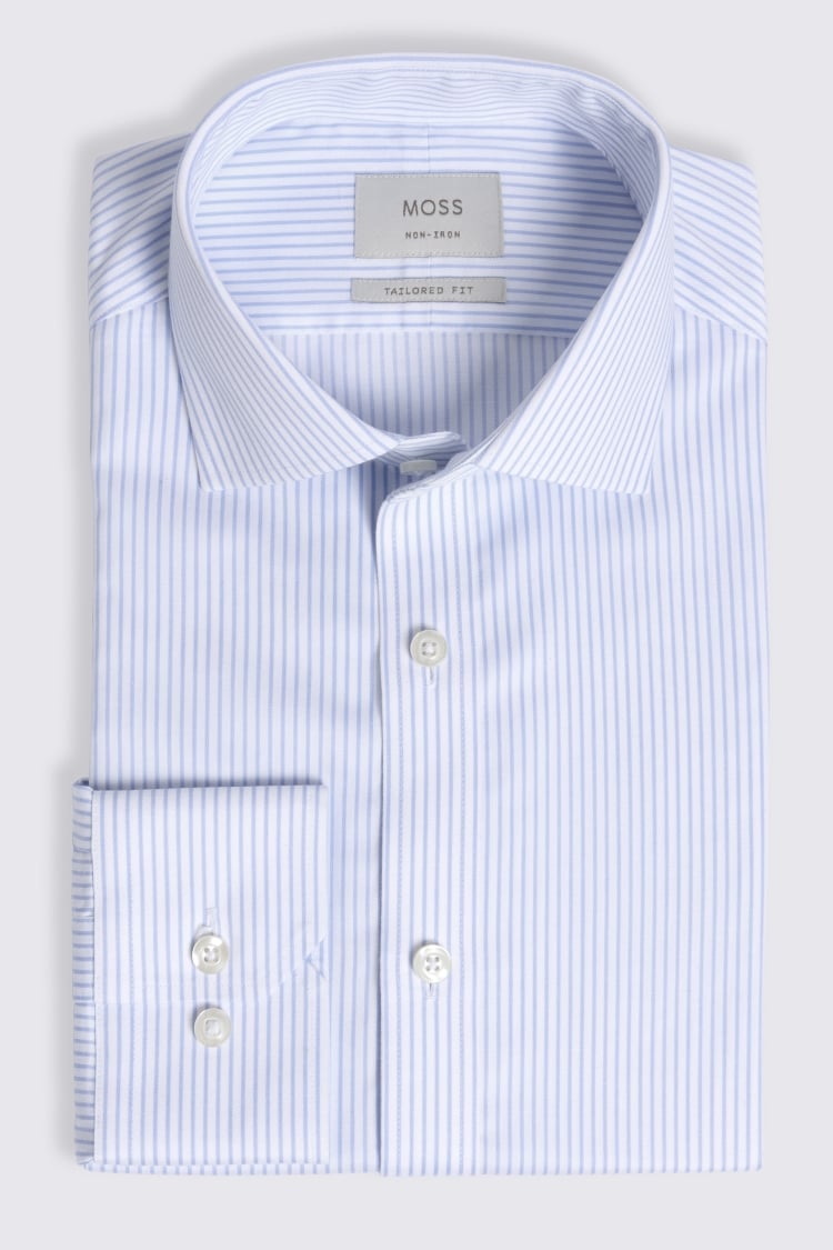 Tailored Fit Sky Stripe Twill Non Iron Shirt