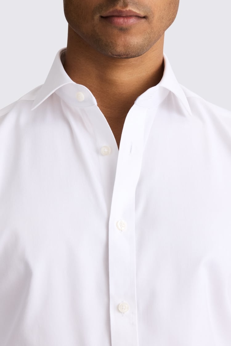 Tailored Fit White Pinpoint Contrast Non Iron Shirt