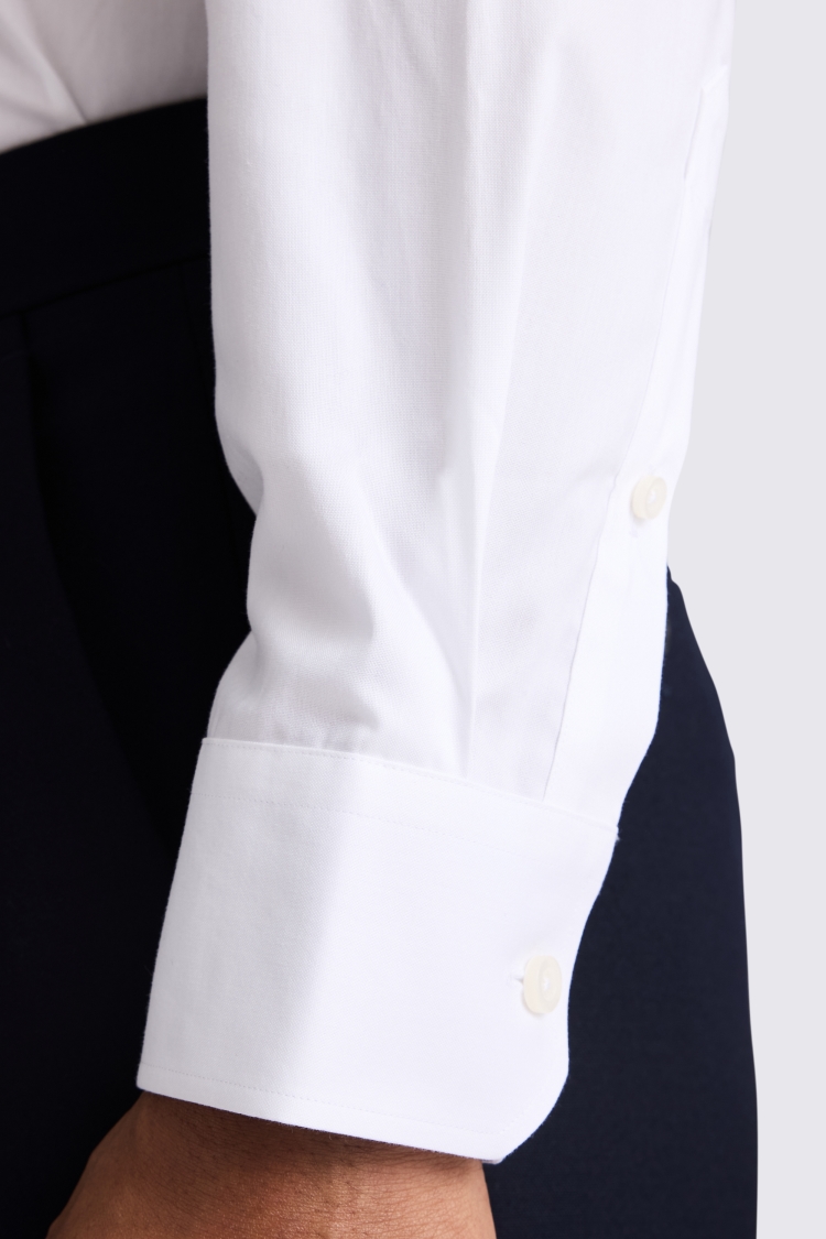 Tailored Fit White Pinpoint Contrast Non Iron Shirt