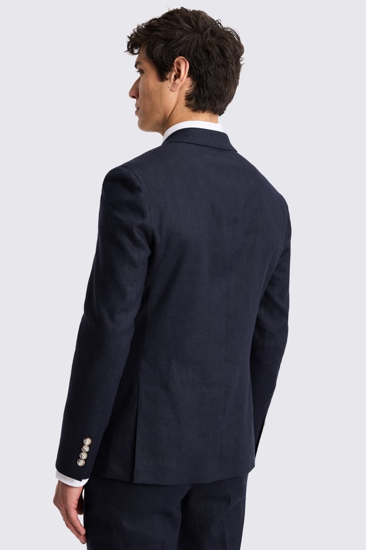 Slim Fit Navy Matte Linen Jacket