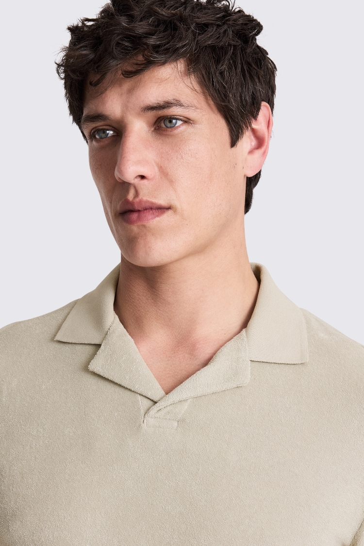 Sage Terry Towelling Skipper Polo