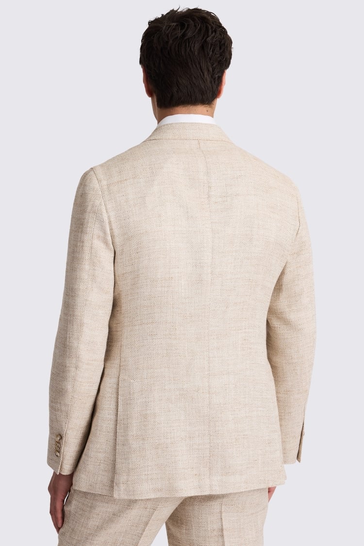 Italian Tailored Fit Oatmeal Herringbone Suit