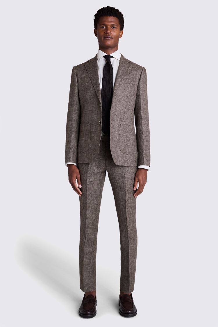 Slim Fit Brown Linen Suit