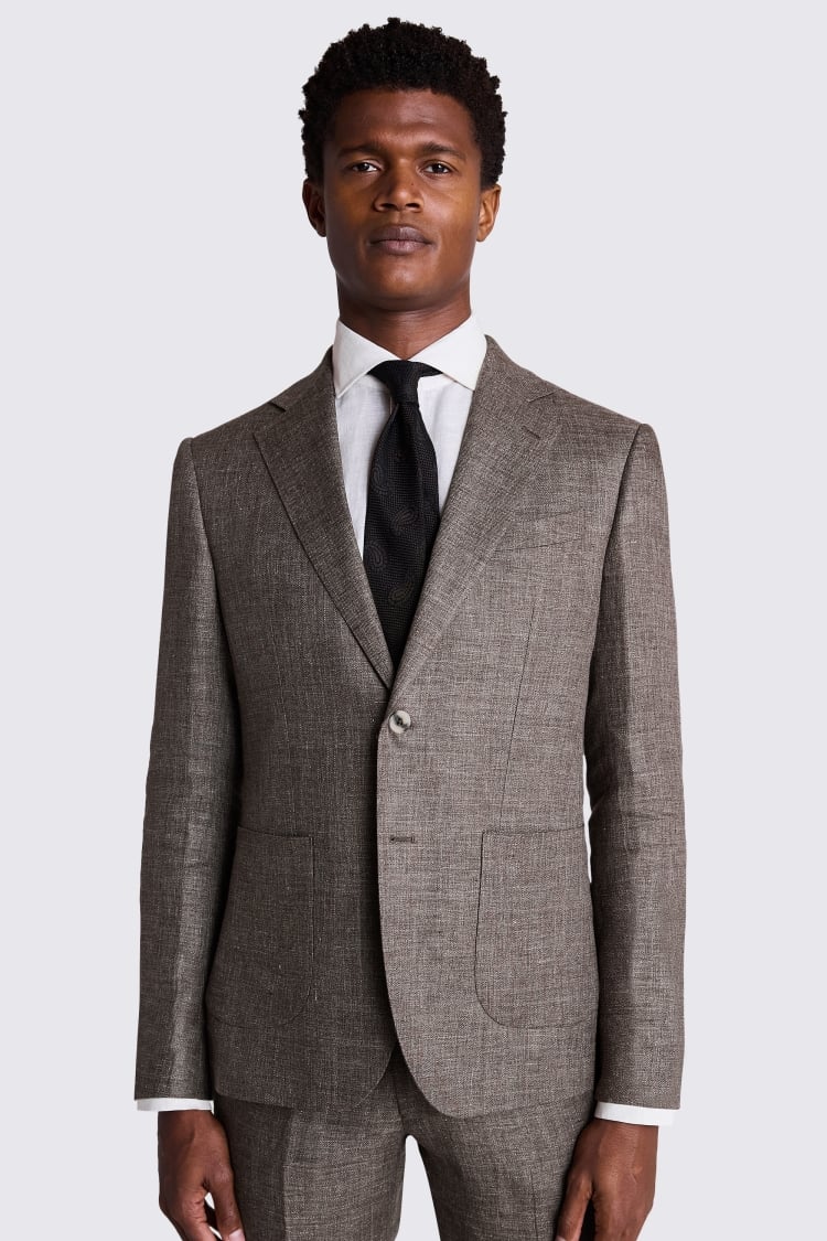 Slim Fit Brown Linen Suit Jacket