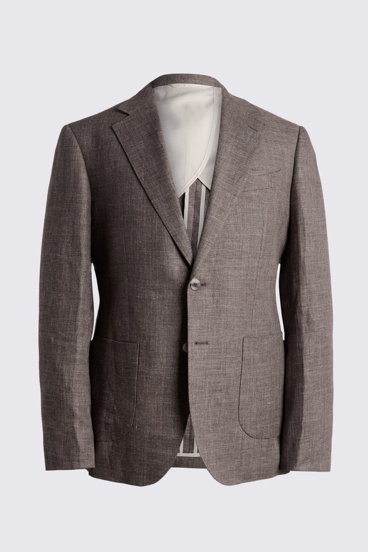 Slim Fit Brown Linen Jacket